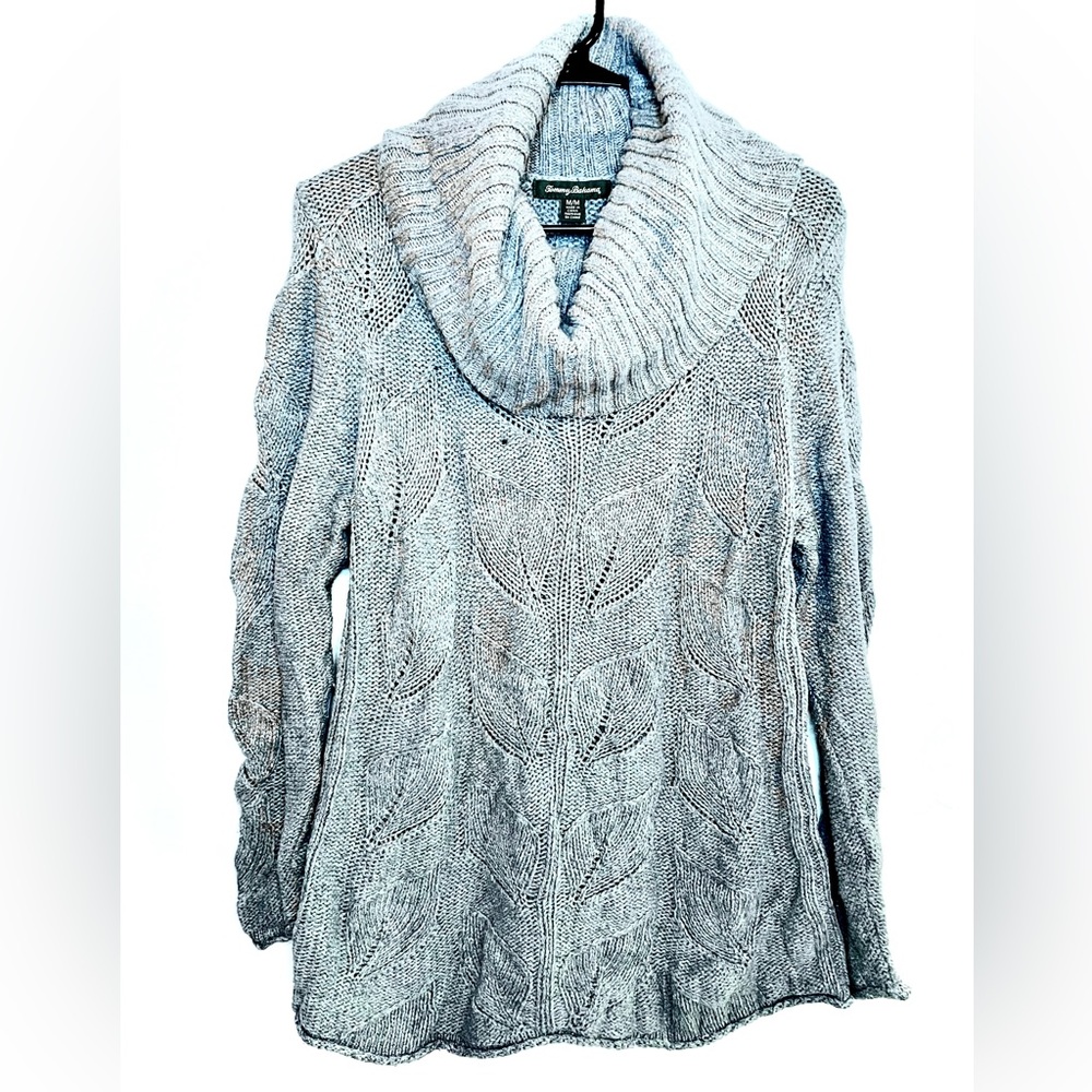 Tommy Bahama Women’s Cowl Neck Knit Long Leaf Sweater Cashmere Wool Blend | M